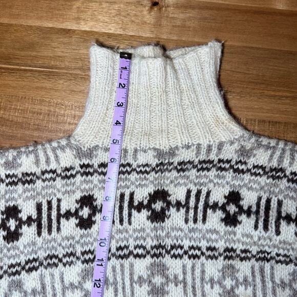 Vintage 70s Icelandic wool turtleneck sweater medium cream brown Neutral Scandi - Picture 11 of 15
